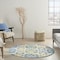 Homeroots 5 ft. Round Ivory & Blue Indoor & Outdoor Area Rug 385020 - alternate 10